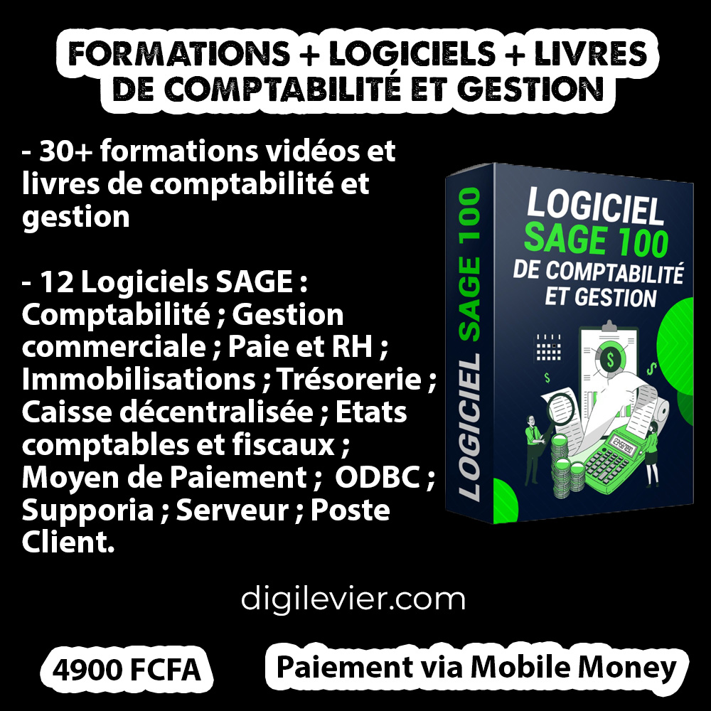 Formation en Comptabilité et Gestion + Logiciels SAGE 100 i7 + Livres de comptabilité