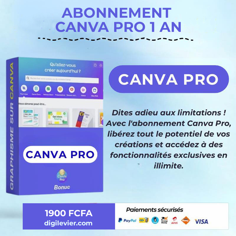 Abonnement Canva Pro (minimum 1 an, sinon à vie)