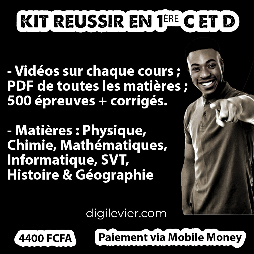 Kit Réussir en Prémière C et D: Vidéos et PDF sur chaque cours, 500 épreuves + corrigés