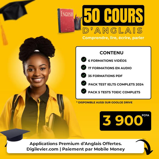Pack formations en Anglais: 50 cours d'Anglais sous différents formats et Packs de tests