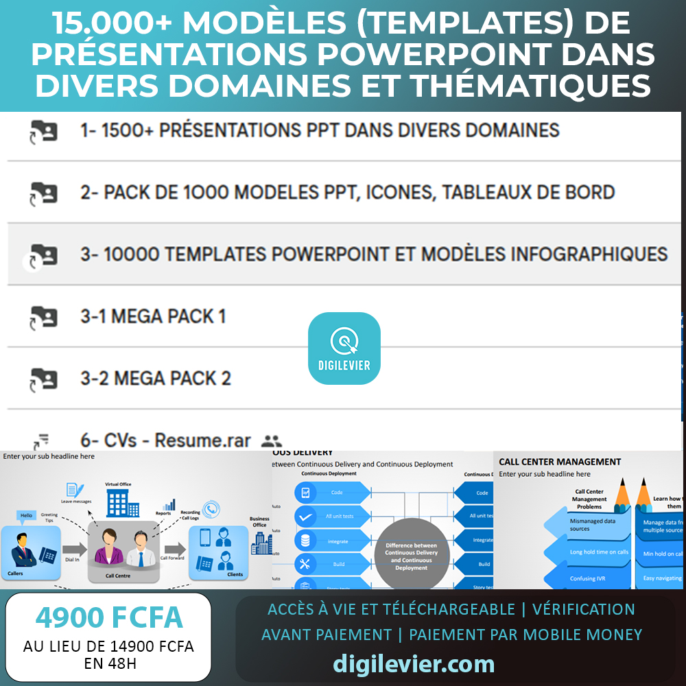 15.000+ modèles de présentations Powerpoint et d'infographies dans divers domaines et thématiques